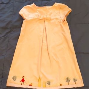 Last chance! Adorable pink cotton dress with cityscape embroidery